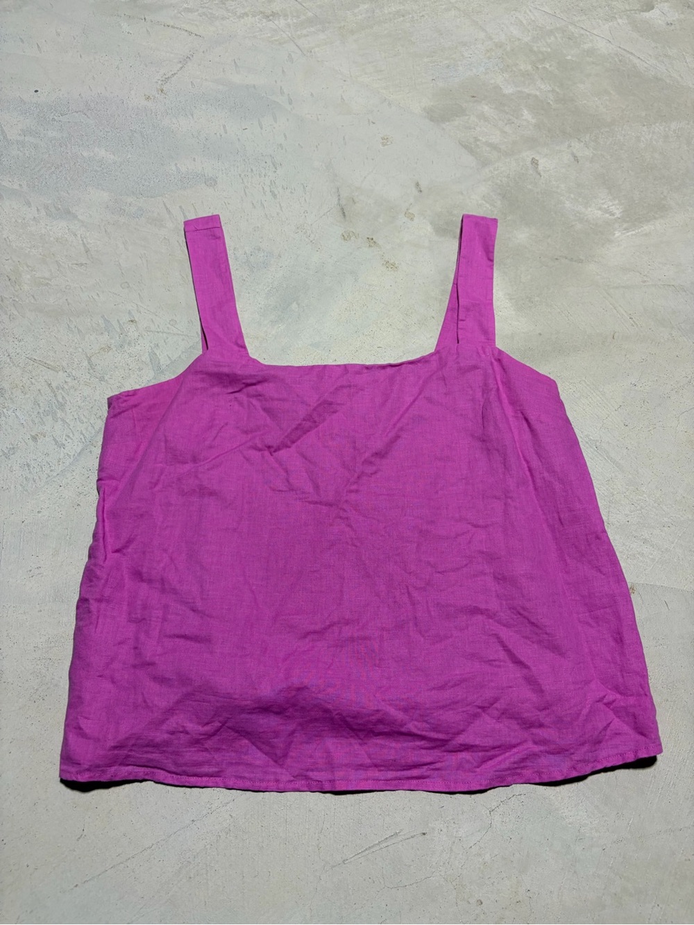J. Crew Women's Fuchsia Square-Neck Tank Top linen large